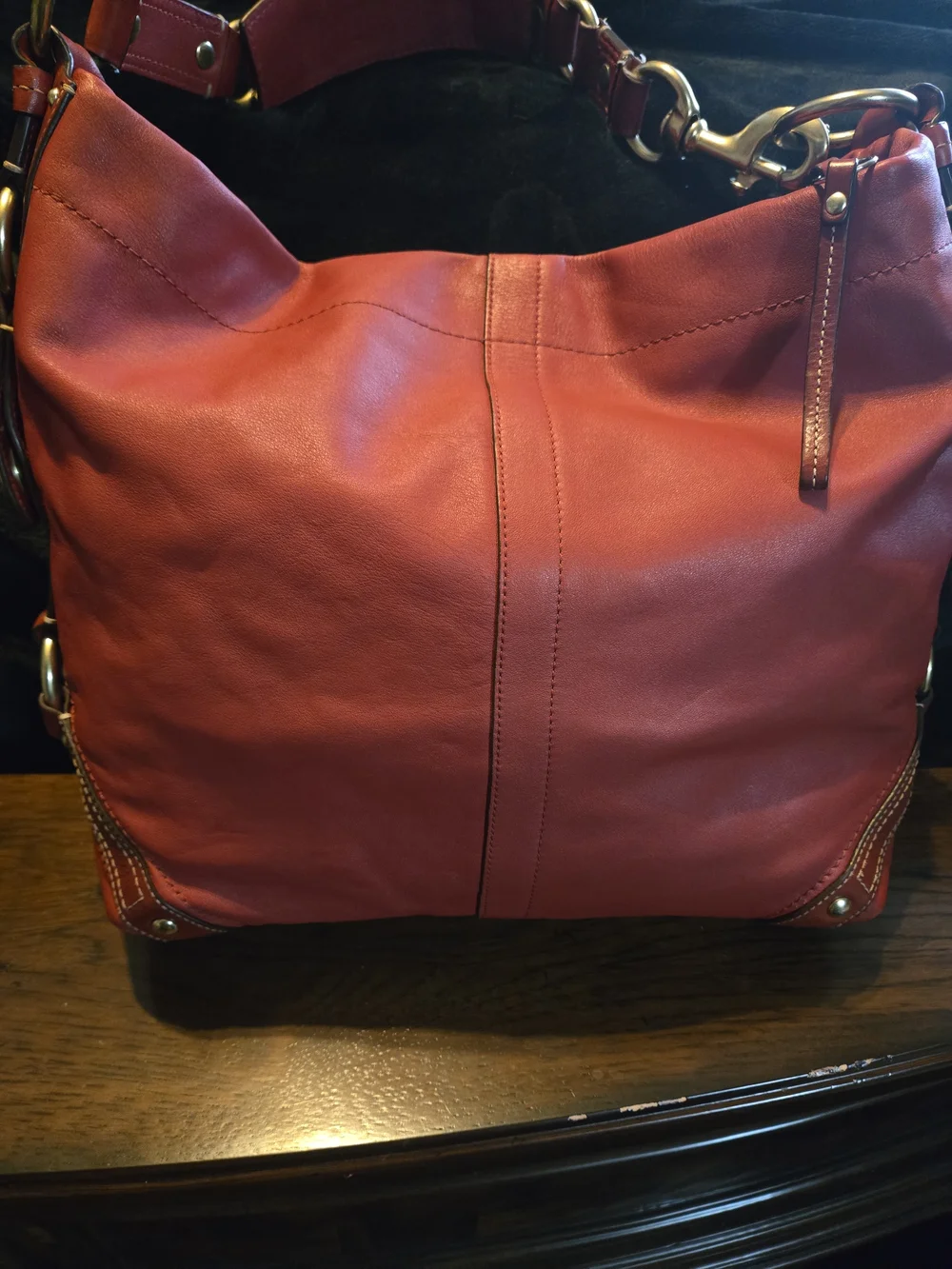 Coach Carly Large Hobo 10616 Red Nappa Leather Y2K Cherry Brass Rare 14